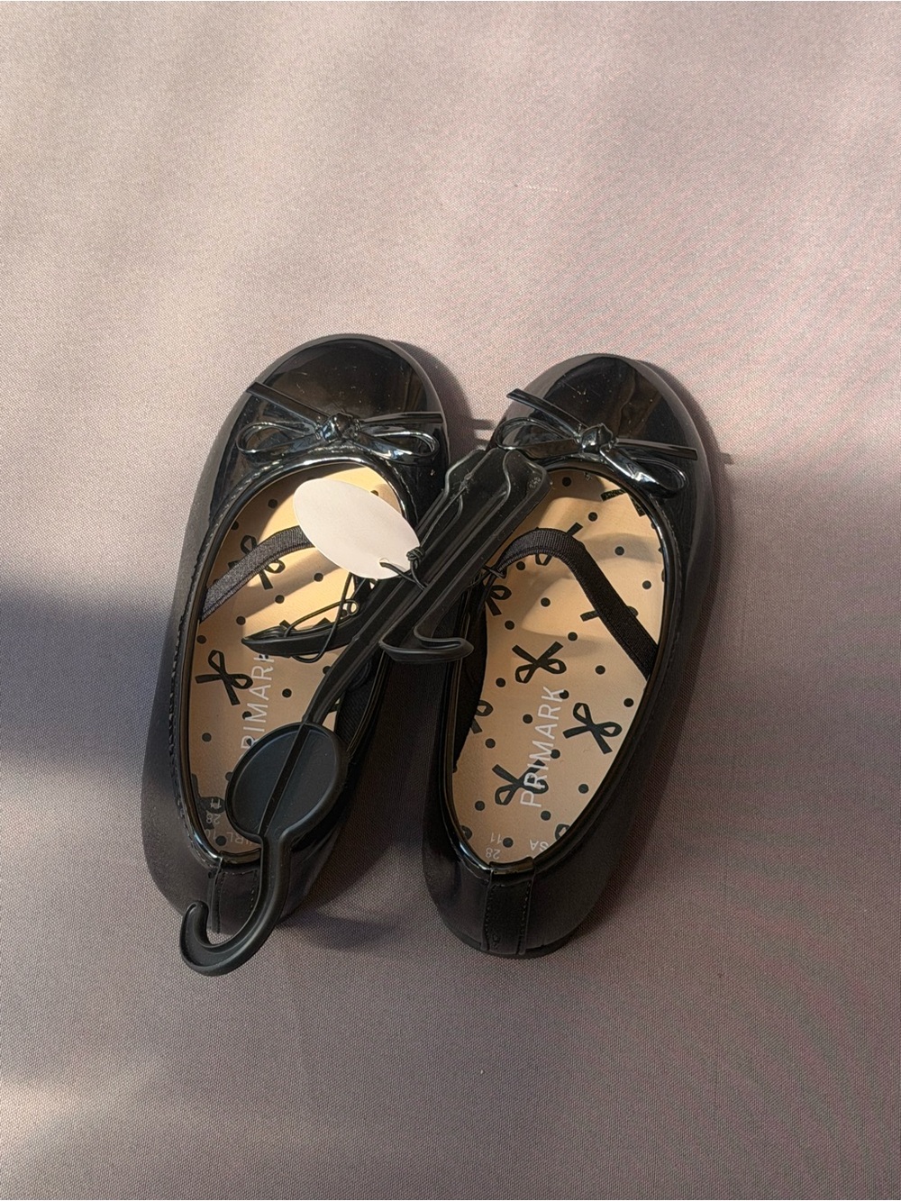 Primark Black Patent Girls' Ballet Flats with Bow Accent